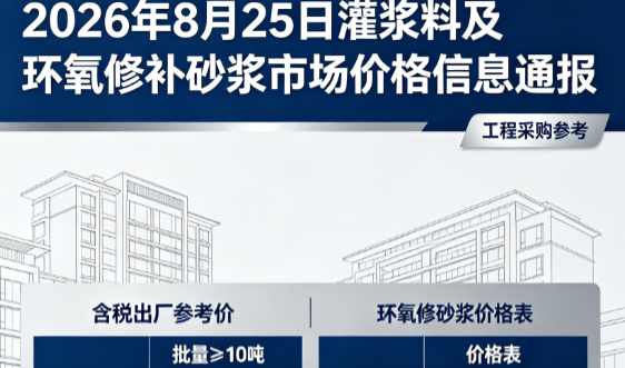 布尔津2026年8月25日灌浆料及环氧修补砂浆市场价格信息通报